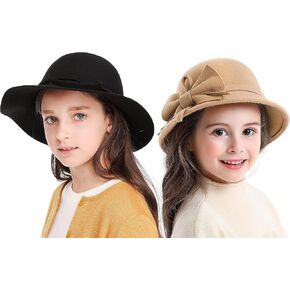 Bienvenu Kids Girls Winter Warm 100% Wool Bucket Hats