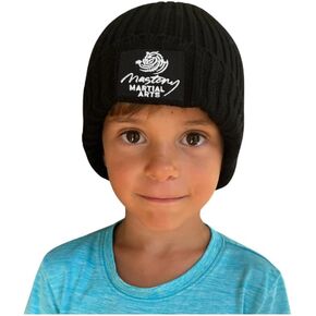 Ribbed Acrylic Beanie, Black