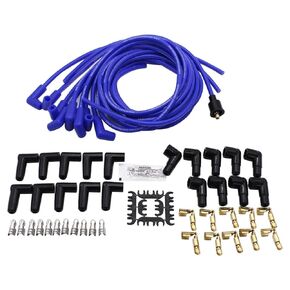 Universal Blue Spark Plug Wires Spiral Core 8.5mm 90 Degree Boots Fits for Chevy SBC BBC Ford M-opar 350 454 V8