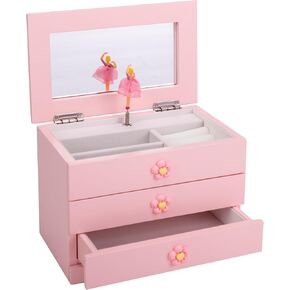 Cottage Garden Ballerina Pastel Pink 8.3 x 5.9 MDF Wood and Velvet Musical Jewelry Box Plays Tune Swan Lake