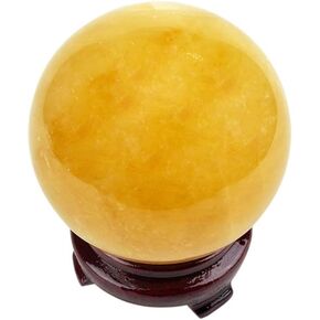 Fengshui Natural Citrine Crystal Ball 2 inches + Bracket Ornaments