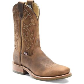 Double-H 11" Anton Steel Toe Western Boots for Men - Square Toe Leather Upper with Oil- and Slip-Resistant I.C.E. Outsole, EH-Rated and Made in USA