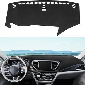 YOJOJOCO Dash Cover for Chrysler Pacifica 2017-2025 Accessories Flannel Dashboard Cover Dash Mat Center Console Cover Sunshield Protector Pad