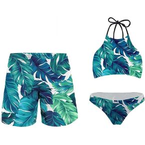 KEIAHUAN Couples Matching Swimsuit for Him and Her Summer Beachwear Women Bikini Set Men Trunk Beach Shorts