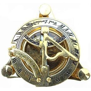 Vintage Shiny Brass Pirate's Booty Compass – Nautical Maritime Sundial Compass for Travelers, Survival Gear & Hikers