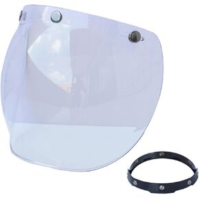 Motorcycle Bubble Visor Wind Shield Lens, Motorcycle 3-Snap Button Flip Up Down Universal Bubble Visor, Motorcycle Anti-UV Helmets Lens Universal for Standard 3-Snap Open Face Helmets