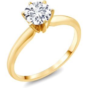 Gem Stone King 14K White Gold Lab Grown Diamond Solitaire Engagement Ring For Women | 1.00 Carat | F-G Color | VS Clarity | IGI Certified | Available In Size 5, 6, 7, 8, 9