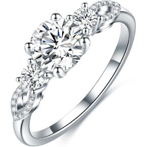 RJZ Moissanite Engagement Rings for Women, Women's 925 Sterling Silver Engagement Ring Moissanite Promise Rings 1CT D Color VVS1 Clarity Wedding Bands Moissanite Rings