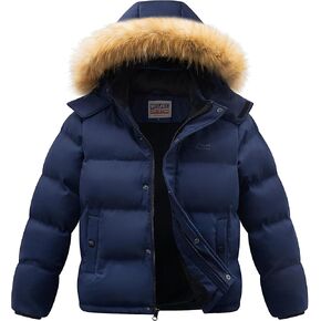 WULFUL Boy's Winter Coats Waterproof Fleece Lined Puffer Jackets Kids Thicken Outerwear With Detachable Hood
