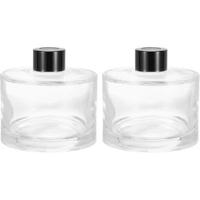 HARFINGTON 2pcs 250ml/8.5oz Empty Glass Diffuser Bottle 3.5" x 3.6" Refillable Fragrance Accessories Aromatherapy Jar Container for Replacement Reed Diffuser DIY Home Bathroom Transparent