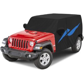 Cartist Car Cover Fits for Jeep Wrangler JK JL 4 Door 2007-2023 2024 2025 Accessories All Weather Car Covers Outdoor Waterproof UV Protection with Zipper