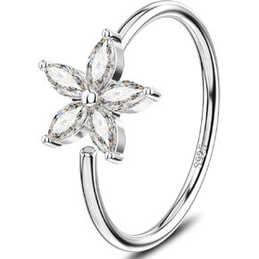 Jewseen 925 Sterling Silver 20g Nose Rings Hoops Flower Hoop Nose Rings for Women Cartilage Hoop Earrings Rook Daith Helix Piercing Jewelry