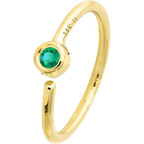 20G 14K Gold Emerald Nose Hoop Ring 0.015-0.11 carat Bezel Set Emerald 8mm Twist-open Nostril Ring Cartilage Hoop Tragus Ring Unisex