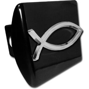 Christian Fish Cross Black Metal Hitch Cover