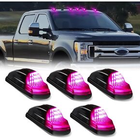 Led Cab Roof Top Marker Lights Clearance Running Lamps for 2017-2024 Ford F250 F350 F450 F550 Super Duty Pickup Trucks Smoked Black, 5PCS (Pink Purple)