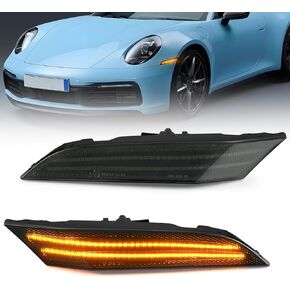 LED Side Marker Lights Sequential Amber Compatible with Porsche 911 992 all models 2019-up Front Bumper LED Turn Signal Indicator Blinker Lamps