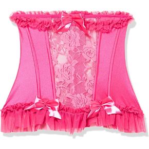 Daisy corsets Womens Lavish Fuchsia Lycra & Lace Hook & Eye Stretch Underbust Corset