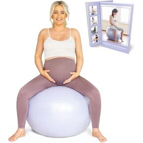 BABYGO Birthing Ball - Pregnancy Yoga Labor & Exercise Ball & Book Set Trimester Targeting, Maternity Physio, Birth & Recovery Plan Included Anti Burst Eco Friendly Lavender 65cm