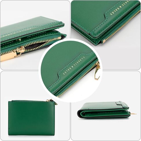 Slim Small Leather Women Wallets,Card Holder Wallet Bifold Trifold RFID Blocking Purse with Zipper Coin(Red) in Kuwait