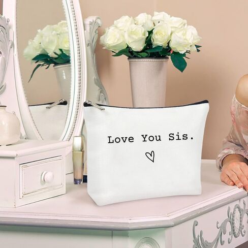 Christmas Sisters Gifts from Sister Brother, Love You Sis. Makeup Cosmetic Bag, Stocking Stuffers Birthday Graduation Gifts for Sister, Adult Women Bridal Shower Party Travel Essentials Toiletry Case in Kuwait