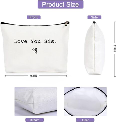 Christmas Sisters Gifts from Sister Brother, Love You Sis. Makeup Cosmetic Bag, Stocking Stuffers Birthday Graduation Gifts for Sister, Adult Women Bridal Shower Party Travel Essentials Toiletry Case in Kuwait