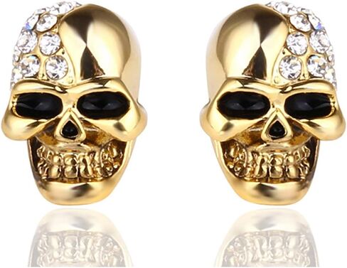 Xusamss Punk Body Piercing Earrings Crystal Skull Stud Earrings in Saudi Arabia