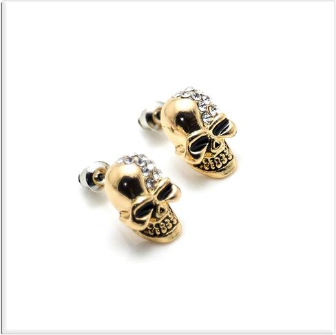 Xusamss Punk Body Piercing Earrings Crystal Skull Stud Earrings in Saudi Arabia