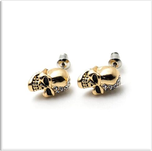 Xusamss Punk Body Piercing Earrings Crystal Skull Stud Earrings in Saudi Arabia