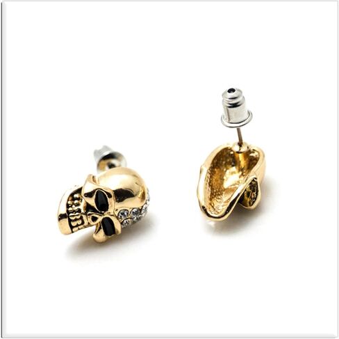 Xusamss Punk Body Piercing Earrings Crystal Skull Stud Earrings in Saudi Arabia