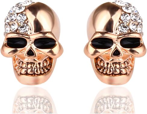 Xusamss Punk Body Piercing Earrings Crystal Skull Stud Earrings in Saudi Arabia