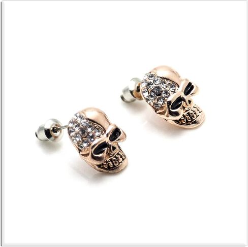 Xusamss Punk Body Piercing Earrings Crystal Skull Stud Earrings in Saudi Arabia
