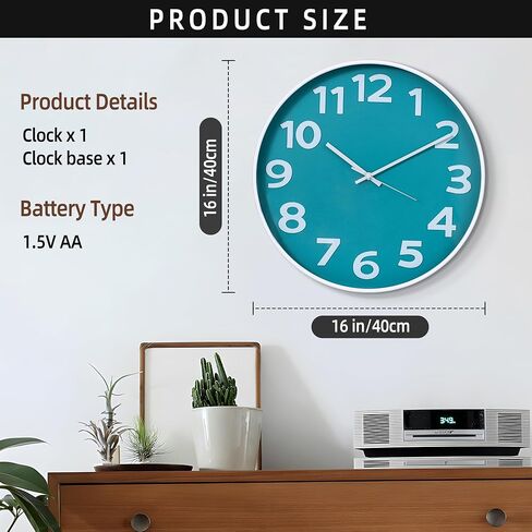 Maxstar 16 Inch Wall Clocks Battery Operated, Silent Non Ticking Modern Wall Clock for Living Room Bedroom Kitchen Office Classroom Decor (Olive Green) in Saudi Arabia