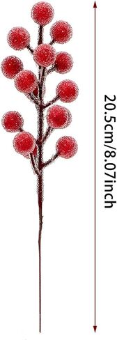 16 Pcs Artificial Frosted Berries Stems Christmas Holly Berries Picks Sprays Filler Branch for Xmas Tree Decoration Wreath Garland Making Supplies DIY Crafts Holiday Home Decor (Red) in Saudi Arabia