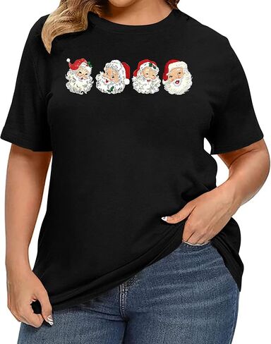 Plus Size Christmas Shirts Women Christmas Crew Shirt Christmas Lights Graphic Tee Xmas Tee Holiday Tops in Kuwait