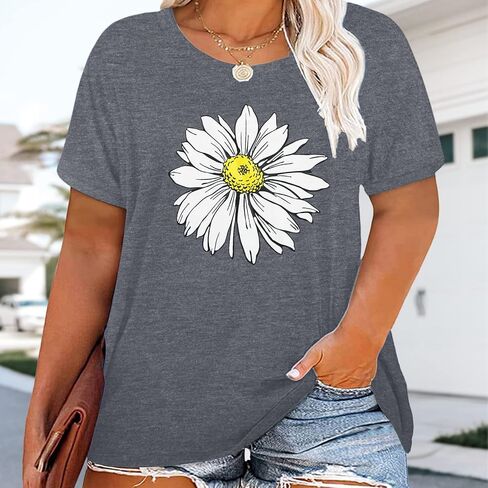 HDLTE Plus Size Tops for Women Casual Short Sleeve Graphic Tee Shirts Oversized Tee Tops in Kuwait