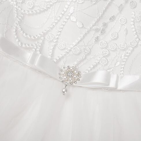 Uhnice Flower Girl Dress Sleeveless Tulle Tutu Beaded Embroidery for Wedding Birthday Party in Kuwait