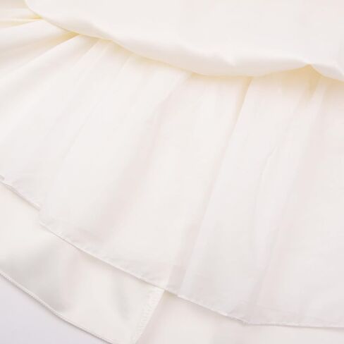 Uhnice Flower Girl Pearl Dress Flutter Sleeve V-Back Satin Dress with Bowknot for Wedding Birthday Party in Saudi Arabia