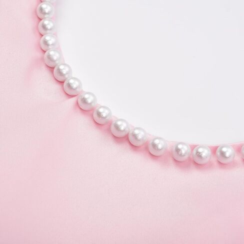 Uhnice Flower Girl Pearl Dress Flutter Sleeve V-Back Satin Dress with Bowknot for Wedding Birthday Party in Kuwait