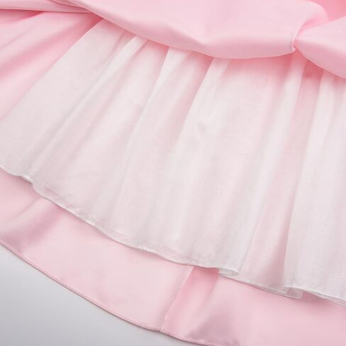 Uhnice Flower Girl Pearl Dress Flutter Sleeve V-Back Satin Dress with Bowknot for Wedding Birthday Party in Kuwait