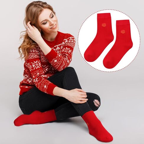10 Pairs Chinese New Year Red Socks of The Snake 2025 with Embroidery “Fu" Chinese New Year Crew Socks for Woman Men New Year Festive Gifts in Kuwait