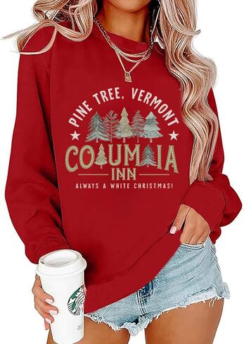 LLHXRUI Christmas Sweatshirt for Women Casual Christmas Tree Pullover Shirt Long Sleeve Christmas Vacation Party Clothes Top in Saudi Arabia