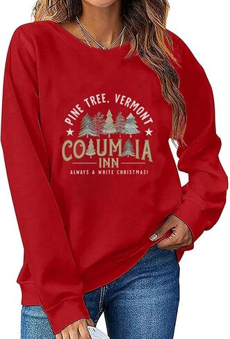 LLHXRUI Christmas Sweatshirt for Women Casual Christmas Tree Pullover Shirt Long Sleeve Christmas Vacation Party Clothes Top in Saudi Arabia