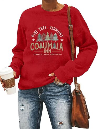 LLHXRUI Christmas Sweatshirt for Women Casual Christmas Tree Pullover Shirt Long Sleeve Christmas Vacation Party Clothes Top in Saudi Arabia