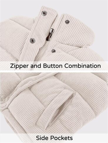 Happy Cherry Girls Corduroy Down Vest Kids Winter Warm Quilted Jacket Toddlers Sleeveless Coat Outerwear 1-8 Years in Kuwait
