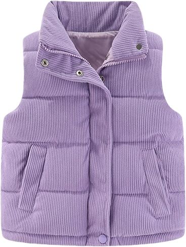 Happy Cherry Girls Corduroy Down Vest Kids Winter Warm Quilted Jacket Toddlers Sleeveless Coat Outerwear 1-8 Years in Kuwait