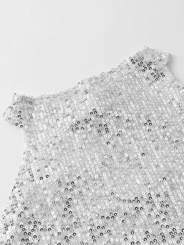 Womens Sparkly Sequin Tops Mock Neck Blouse Sleeveless Shiny Tank Top Sleeveless Glitter Outfits Party Shirt 2025 in Kuwait
