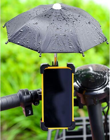 Motorcycle Bike Phone Mount, Motorcycle Bicycle Riding Mobile Phone Holder Handlebar and Rearview Mirror Phone Mount Clamp with Small Umbrella Stand, for 4.7"- 6.8" Cellphone (Handlebar-Black) in Saudi Arabia