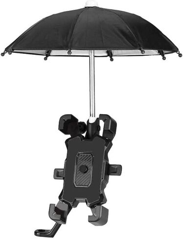 Motorcycle Bike Phone Mount, Motorcycle Bicycle Riding Mobile Phone Holder Handlebar and Rearview Mirror Phone Mount Clamp with Small Umbrella Stand, for 4.7"- 6.8" Cellphone (Handlebar-Black) in Saudi Arabia