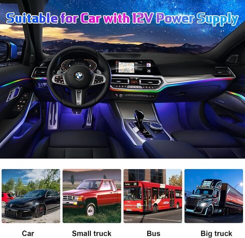 Acrylic Car Interior Lights Car Lights, AMKI 10 in 1 Smart LED Car Ambient Light with APP Control, RGB Neon Car Lighting Car Accessories with DIY Mode and Music Mode, Car LED Strip Lights with DC 12V in Saudi Arabia