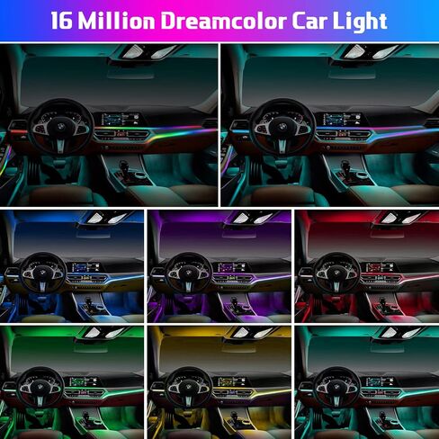 Acrylic Car Interior Lights Car Lights, AMKI 10 in 1 Smart LED Car Ambient Light with APP Control, RGB Neon Car Lighting Car Accessories with DIY Mode and Music Mode, Car LED Strip Lights with DC 12V in Saudi Arabia